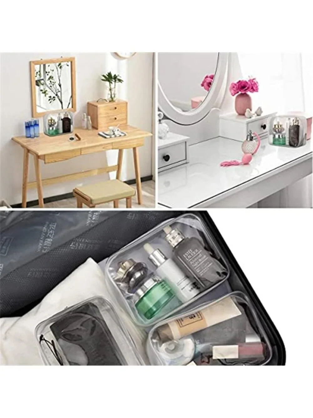 Clear Toiletry Bags 5 Pack Travel Cosmetic Makeup Organizer Zipper Pouches TSA